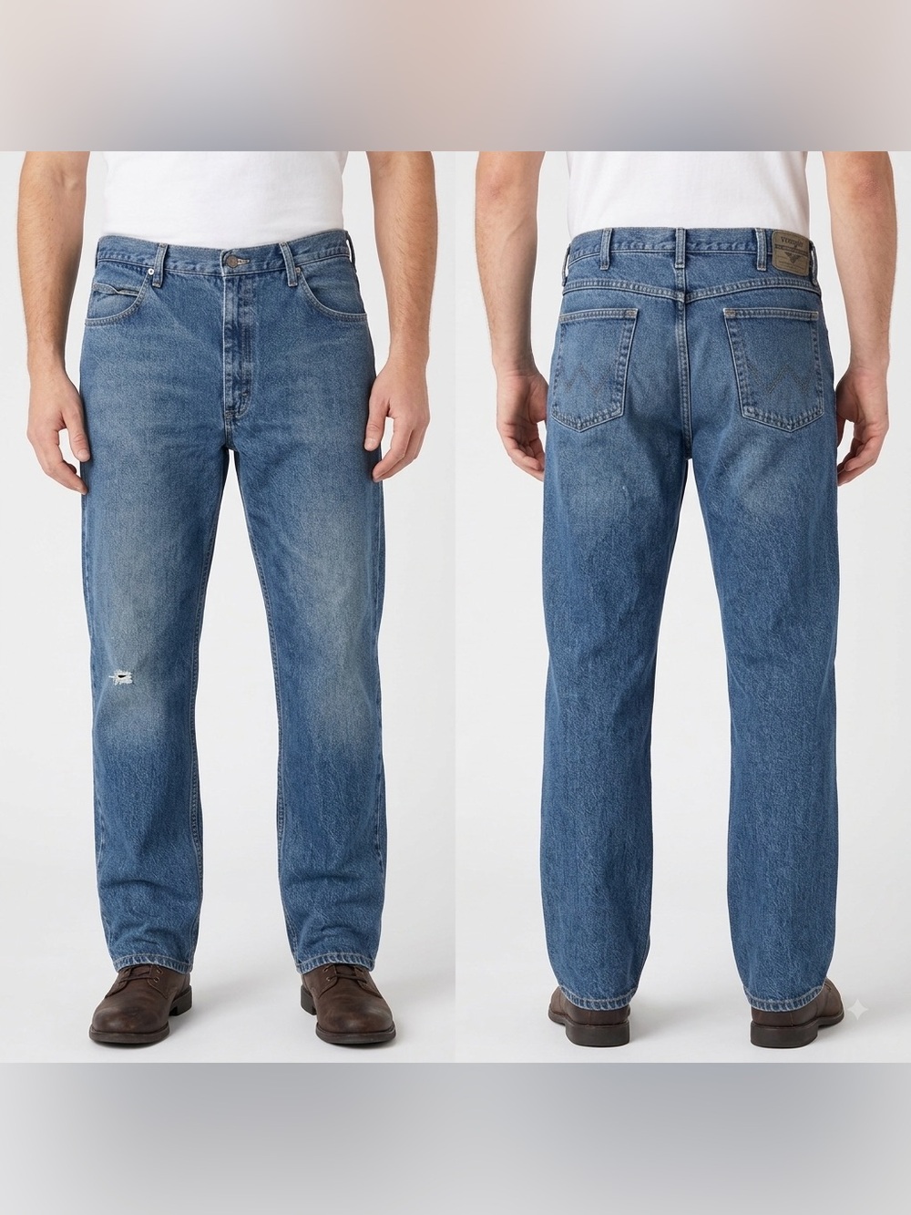 Wrangler Mens Relaxed Fit Jeans 38x34 Blue Denim 9760WDR Distressed Workwear